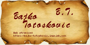 Bajko Totošković vizit kartica